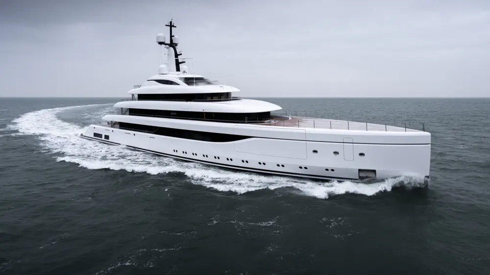 Super yacht running offshore in open water